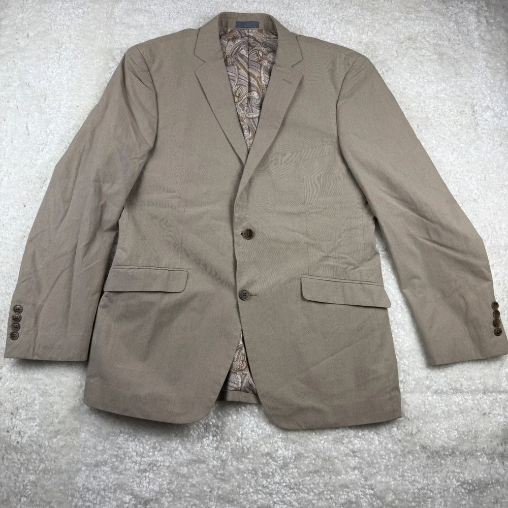 Madison Mens Tan Striped Blazer Jacket Paisley Lined Sport Coat Size XL‎